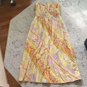 Nasty Gal Strapless Dress in Yellow and Orange